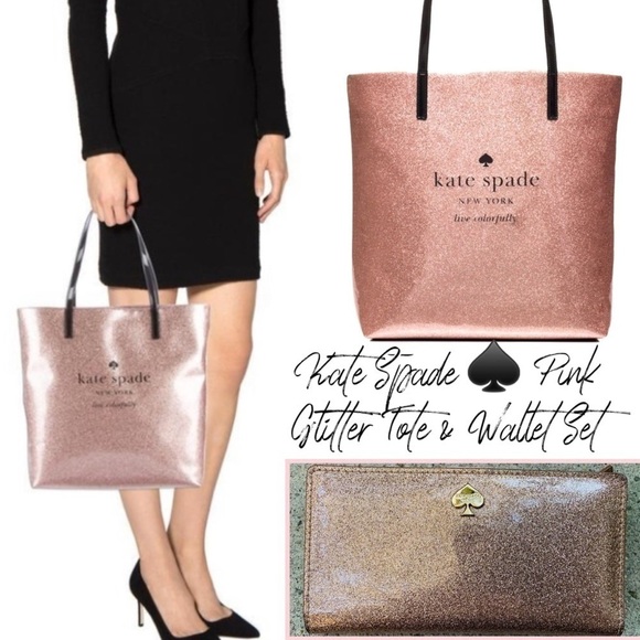 Kate Spade Pink Mavis Glitter Tote & Wallet Set - Picture 13 of 13